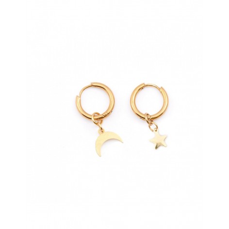 Starry sky - gold-plated stainless steel hoop earrings - 1