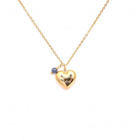 Gold-plated heart necklace with the possibility of engraving - choose your stone - 1