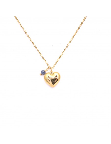 Gold-plated heart necklace with the possibility of engraving - choose your stone - 1
