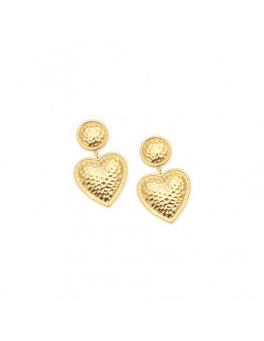 Embossed hearts - earrings made of gold-plated stainless steel - 1