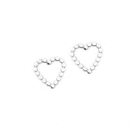 Silver hearts made of beads - stud earrings made of stainless steel