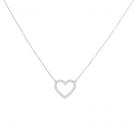 Openwork heart necklace with cubic zirconia (silver version) - 1