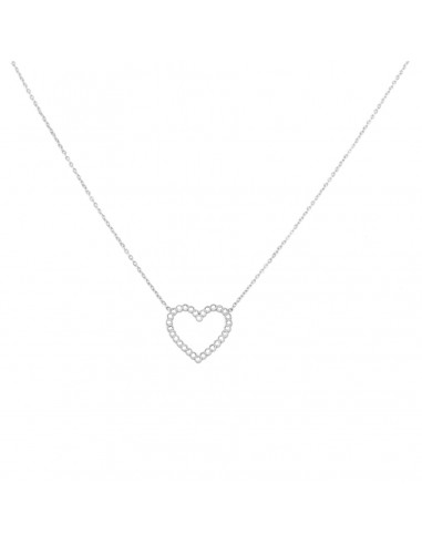 Openwork heart necklace with cubic zirconia (silver version) - 1