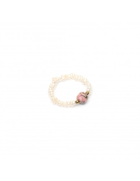 A ring made of natural pearls with Rhodonite - 1
