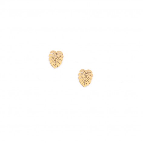 Monstera - stud earrings made of gold-plated stainless steel - 1