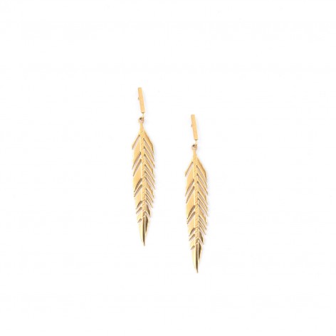 Palm leaf - earrings made of gold-plated stainless steel - 1