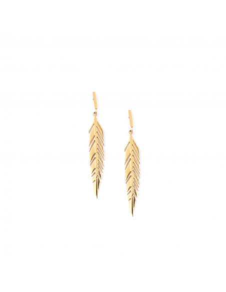 Palm leaf - earrings made of gold-plated stainless steel - 1