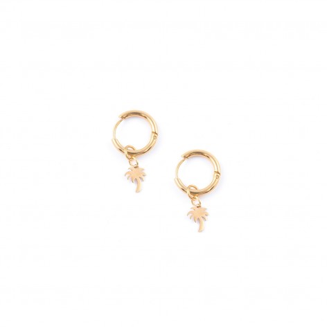 A small palm tree - hoop earrings made of gold-plated stainless steel - 1