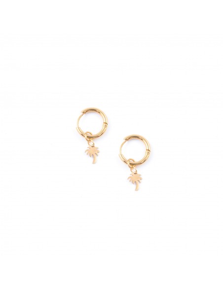 A small palm tree - hoop earrings made of gold-plated stainless steel - 1