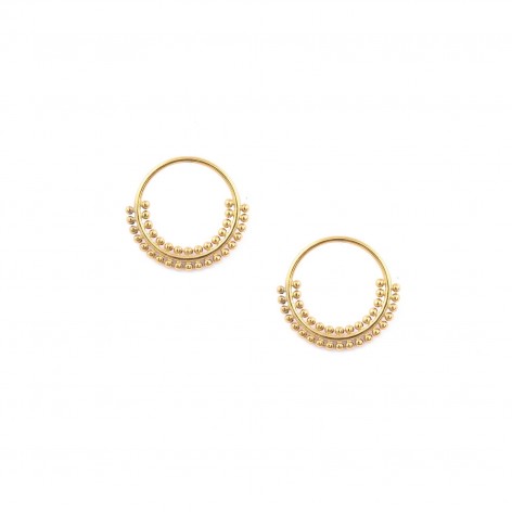 Tibetan circles - gold-plated stainless steel earrings - 1