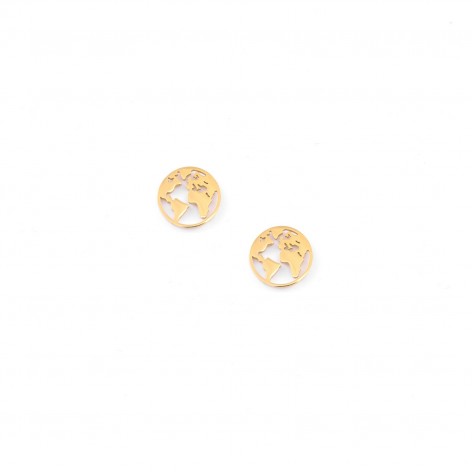 World map - stud earrings made of gilded stainless steel - 1