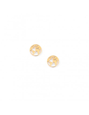 World map - stud earrings made of gilded stainless steel - 1