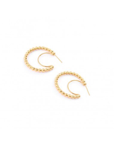 Double circle - stud earrings made of gilded stainless steel - 1