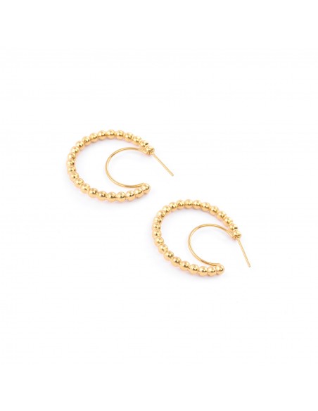 Double circle - stud earrings made of gilded stainless steel - 1