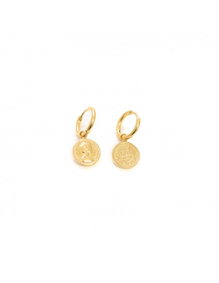 Coins - earrings made of gilded stainless steel - 1