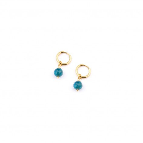 Turquoise see - earrings made of gilded stainless steel - 1
