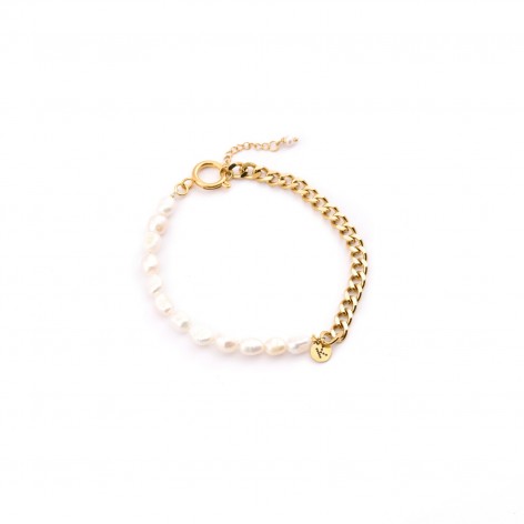 Ankle bracelet - chain with pearls - 1