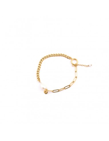 Ankle bracelet - chain/clip with pearl - 1