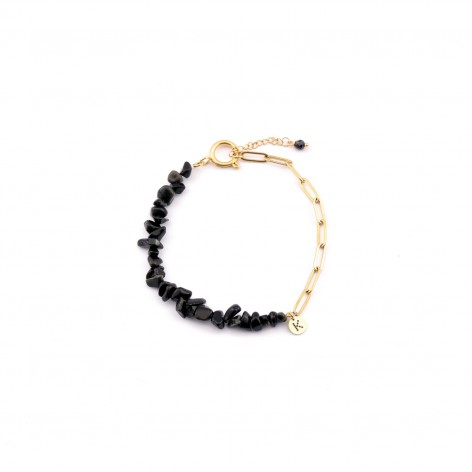 Ankle bracelet - black agate - 1