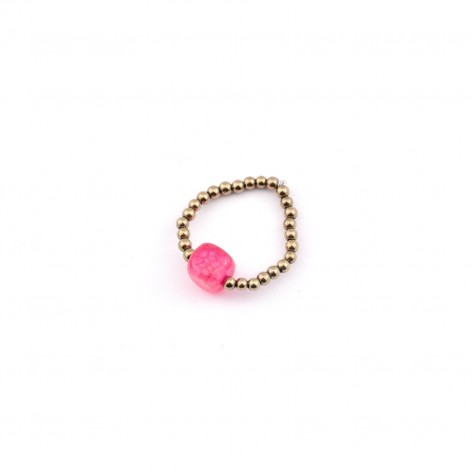 Gold hematite ring with rose agate stone - 1