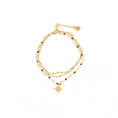 Gilded bracelet with 3 chains with spark - 1