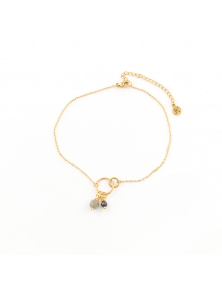 Gilded ankle bracelet with stones - 1