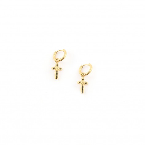 Crosses - small earrings made of gilded steel - 1