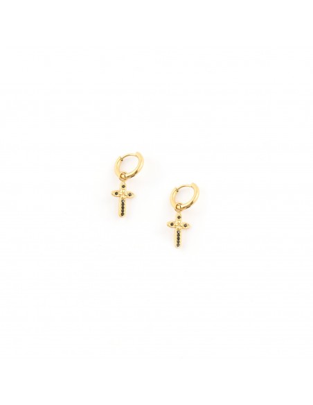 Crosses - small earrings made of gilded steel - 1