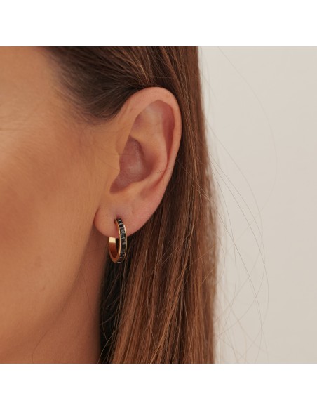 Black semicircles - earrings made of gilded steel - 2
