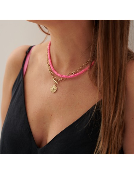 Energetic pink (bigger lava stones) - necklace made of volcanic lava - 2