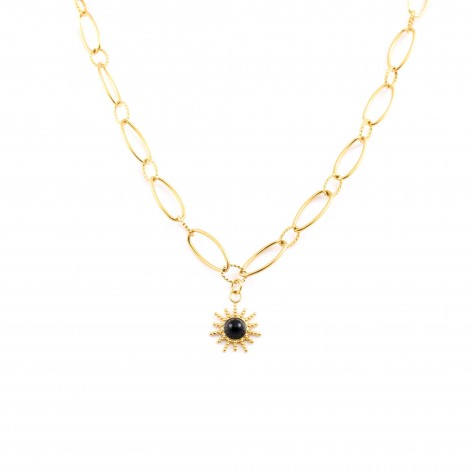 Gilded necklace "Dark sun"