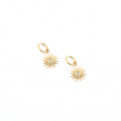 Sun energy (white zirkon)  - small earrings made of gilded steel - 1