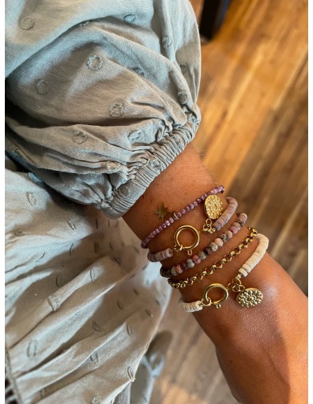 Ecru howlite with pendant - bracelet made of natural stones - 4
