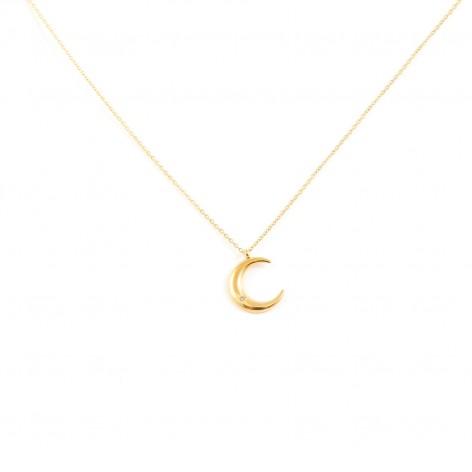 Gilded necklace "Crescent with zirkon" - 1