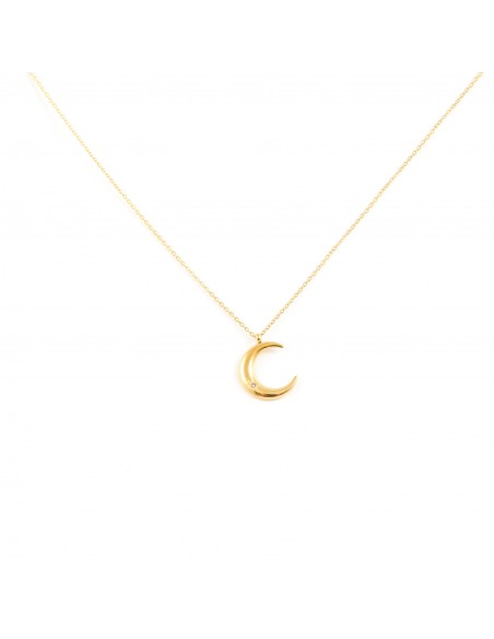 Gilded necklace "Crescent with zirkon" - 1