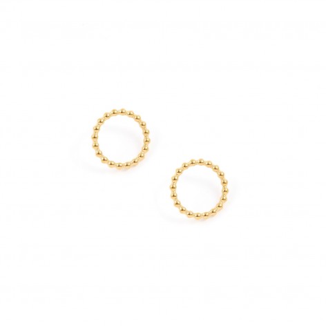 Circles made of small balls - stud earrings made of gilded stainless steel - 1