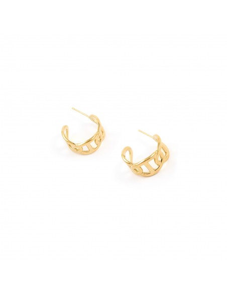 Circles made of chain  - stud earrings made of gilded stainless steel