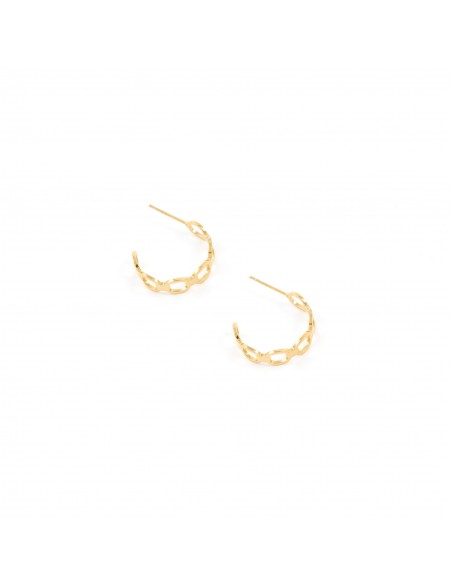 Circles made of chain - stud earrings made of gilded stainless steel - 1