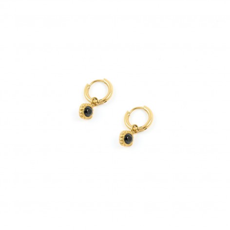 Black eye - earrings made of gilded stainless steel - 1