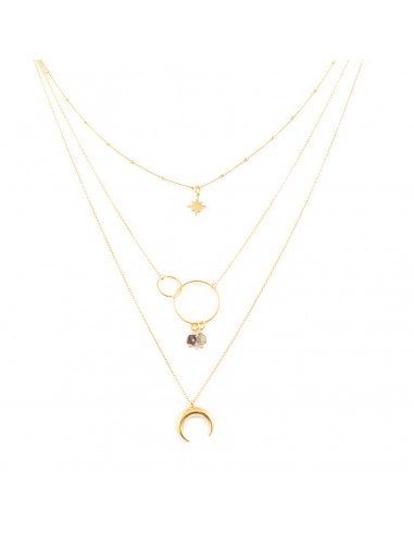 Triple necklace with subtle circles and crescent - 1