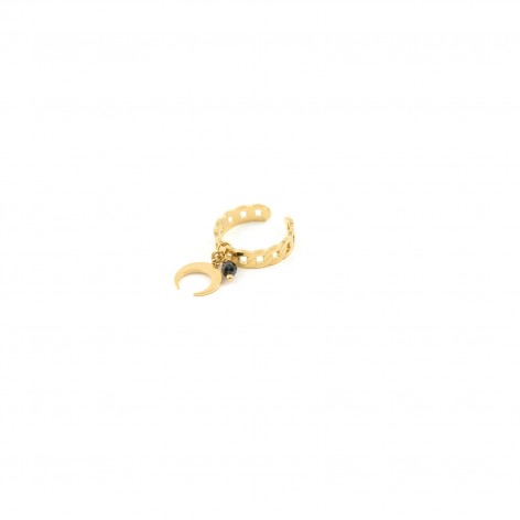 Gilded ring - Chain with crescent and protective tourmaline - 1