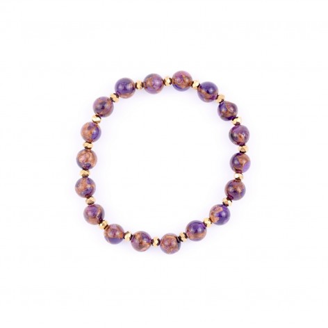 Violet with a bit of gold (8mm) - bracelet made of natural stones - 1