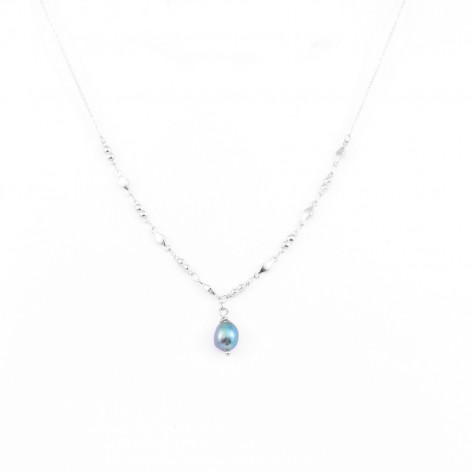 Silver necklace with blue...