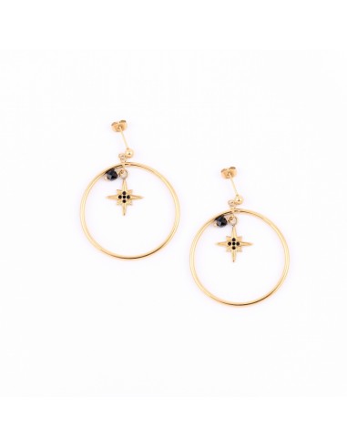 Hoop earrings with decorative spark and protective tourmaline - 1