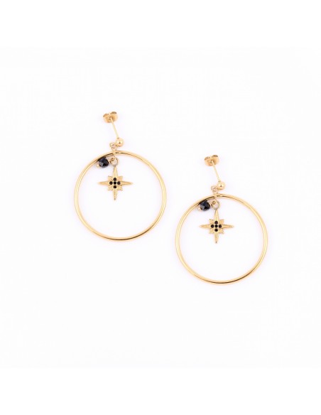 Hoop earrings with decorative spark and protective tourmaline - 1