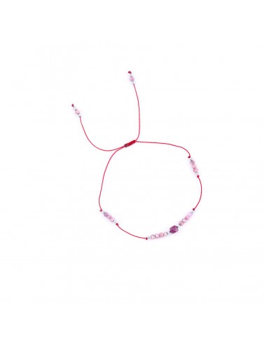 Uszlachetniany Rubin z rubinową kostką - bransoletka z kamieni naturalnych na jedwabnej nici