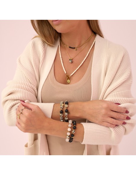 Bracelet made of dalmatian stone with one onyx - 8