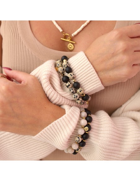 Bracelet made of dalmatian stone with one onyx - 6