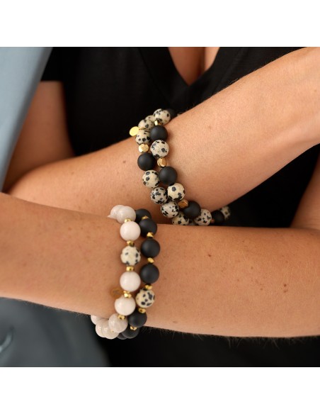 Mix bracelet dalmatian stone with onyx - 4