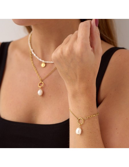 Asymmetric bracelet with pearl - 2
